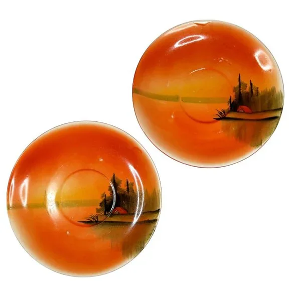 Scenic Luster Teacup & Saucer Pair 1920s-1940s Made in Japan Hand-Painted - Picture 3 of 9